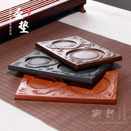 宜兴原矿紫砂紫泥壶垫双龙龙纹壶托仿古底盘养壶盘壶底座功夫茶具 - 图2