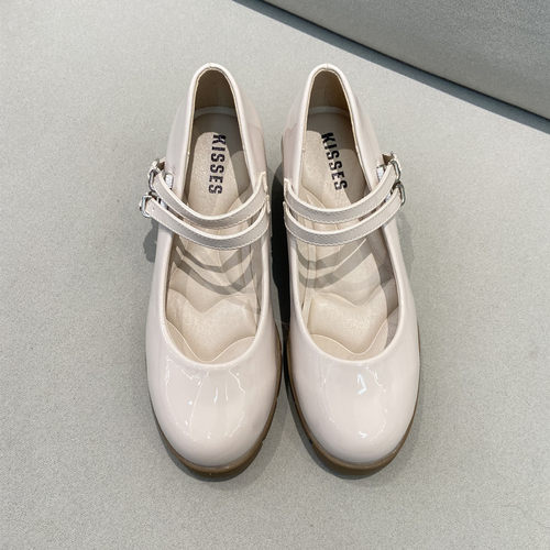 外贸学院风复古厚底圆头一字带玛丽珍鞋粗跟女单鞋日系浅口高跟鞋 - 图3