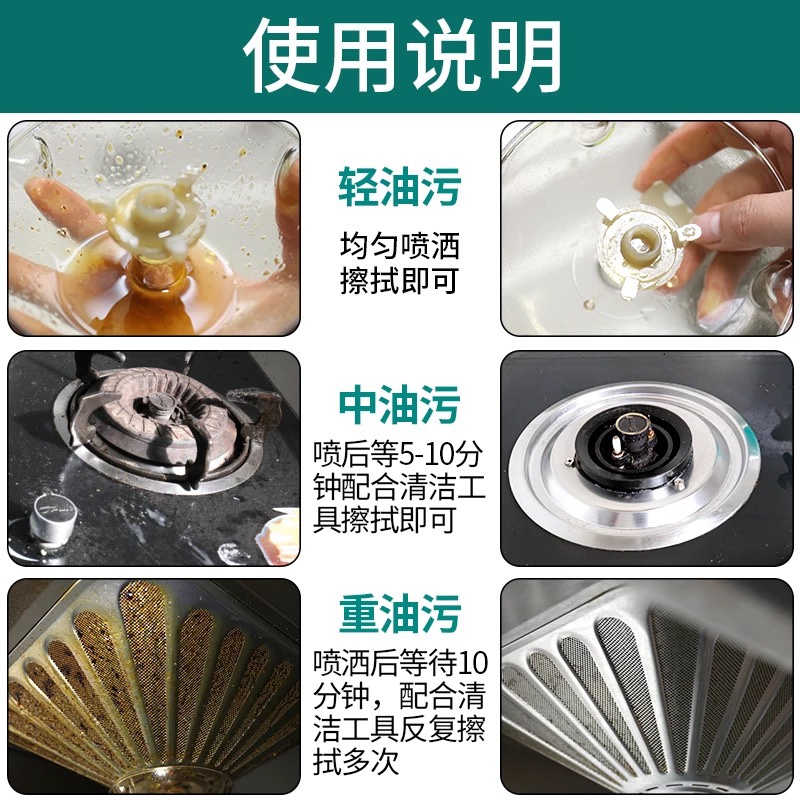 优露清抑菌油污清 厨房清洁剂强力去重油污垢家用抽油烟机清洗剂 - 图2