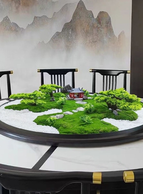 仿真中式餐桌摆件转盘装饰植物