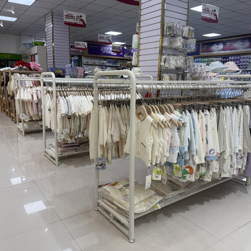 服装店中岛架落地式双排奶油风女装店铺中间双层货架童装展示架 - 图0