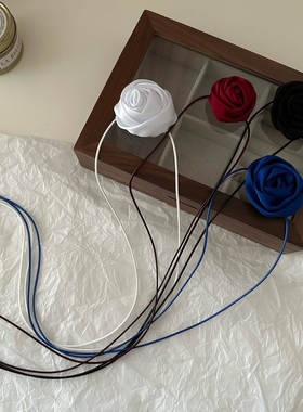 复古手工玫瑰花布艺项圈