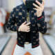 Spring and autumn men's velvet sweater baseball collar zipper jacket versatile slim fit jacquard youth sweater for men