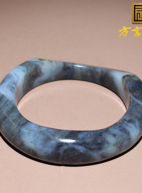 留皮孔青花籽料卡56mm随型手镯