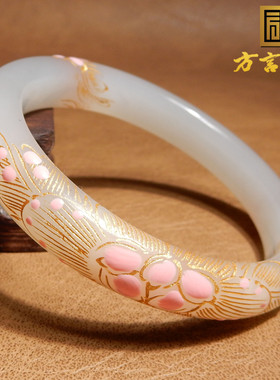 羊脂白玉温润景泰蓝工艺52mm手镯