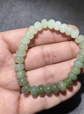 放漏方言和田玉老坑青海高冰起荧光白玉晴水湖水绿8mm算盘手串S6