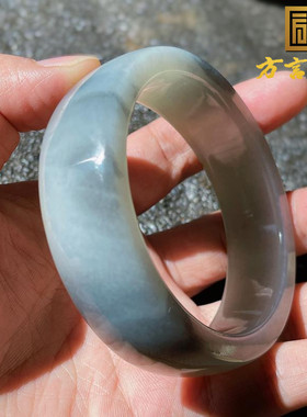 抢疯方言和田玉精品新疆玉龙河产青花籽料留皮孔挂金皮58mm手镯w1