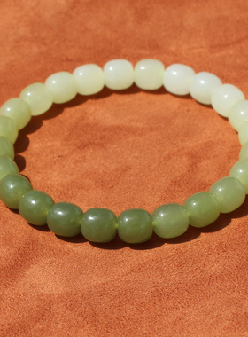 方言和田玉白玉渐变湖水绿手串