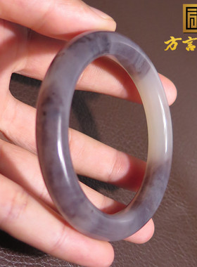 亮眼方言和田玉精品佩戴级青海老坑白玉带烟紫细腻细腻55mm手镯X5