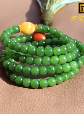 阳绿戈壁料碧玉方言和田玉手串