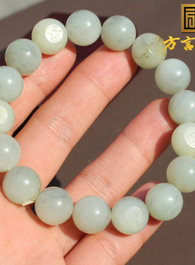 青花籽料12mm圆珠玉手串手链