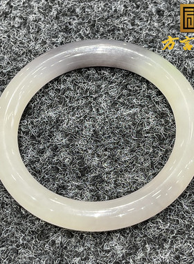 稀方言和田玉收藏级青海料藕粉烟紫白玉带翠四色内径55MM手镯S9