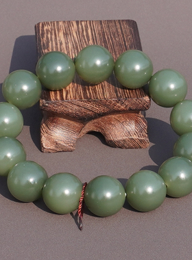 方言沙枣青籽料无结构豆青色手串