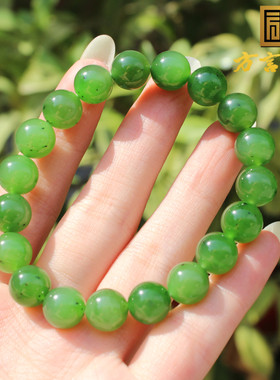 俄罗斯冰底阳绿圆珠碧玉10mm手串