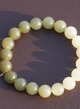 方言冰底温润白玉渐变湖水绿手串