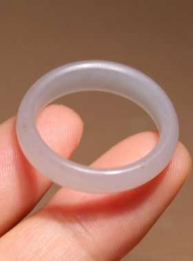 方言和田玉青海料烟紫20mm戒指