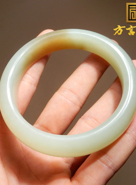 方言和田玉精品收藏级新疆细腻温润且末料黄口带糖60mm女士手镯X5