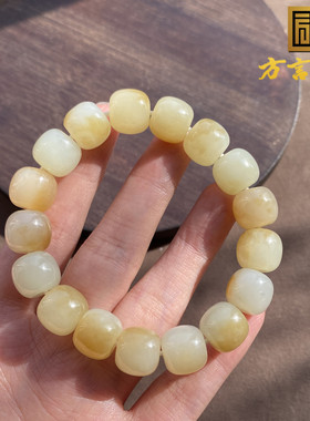 且末矿原料糖白玉12mm老型珠手串