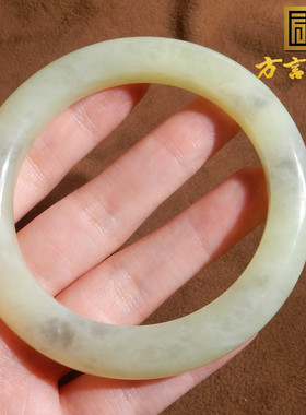 罕见新疆玉石且末黄口带青花手镯