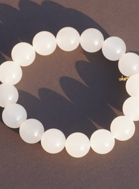 和田玉青海料高冰白玉无结构手串