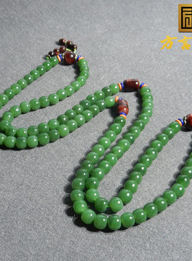 俄罗斯老坑碧玉正阳绿老型108串