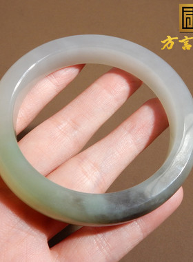 青海老坑细润三色烟紫翠正装手镯