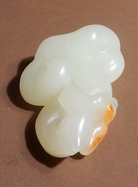 惊呆方言和田玉精品山流水细腻细腻黄沁皮白玉籽料如意挂件吊坠s2