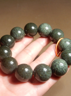 罕见方言和田玉放漏佩戴级青海料野牛沟桂花糕意境20mm手串手链X3