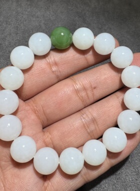 高品质方言新疆和田玉老坑且末高脂高糯羊脂白俄料碧玉12mm手串S6