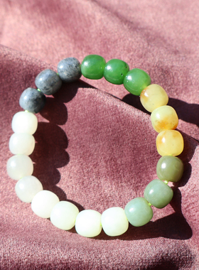 新疆糖料黄口青花碧玉手串手链