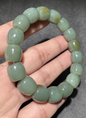 美哭了方言和田玉老熟新疆且末料蓝调带糖油润12mm直切手串手链S