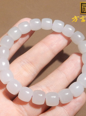 嗨翻天方言和田玉精品特色青海料冰底紫色卡10mm老型珠手链手串R2