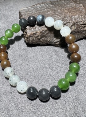 亮眼方言和田玉且末糖俄罗斯碧玉青花白玉青海烟紫多宝8mm手串S6