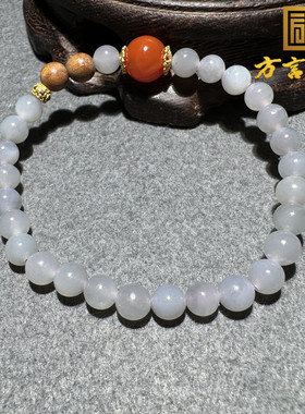 震惊方言和田玉老坑青海料高冰紫罗兰细腻细腻精美精致6mm手串S