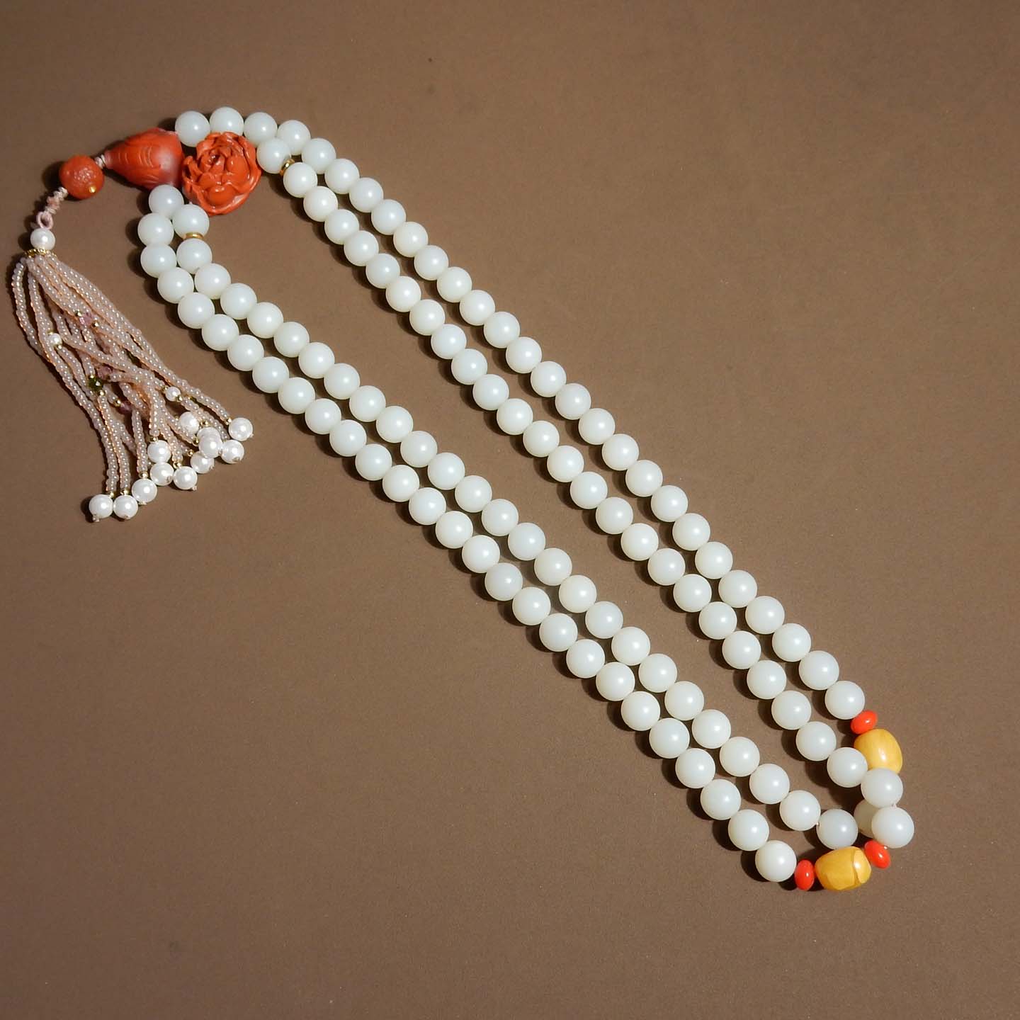 方言品牌和田玉佩戴级新疆且末料白玉卡8mm圆珠项链多圈手串s2 - 图2