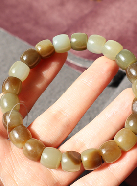 新疆戈壁罕见糖沁10mm直切珠手链