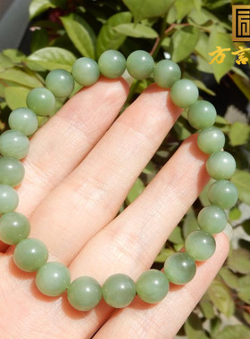 俄罗斯夹层粉绿猫眼碧玉8mm手串