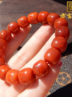 精品级柿子红玛瑙老型珠13MM手串