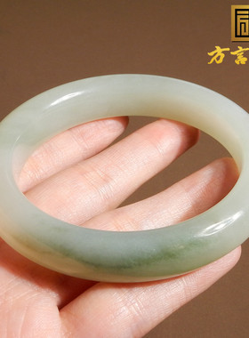 新疆和田玉黑山飘翠青正装手镯