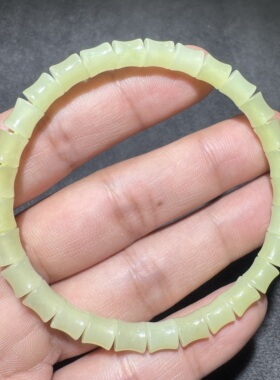 美美哒方言新疆和田玉老坑且末黄口柠檬黄竹节款骨感手串手链S6