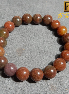 新疆罕见带原皮单圈东陵玉手串