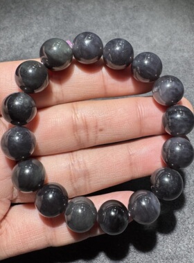 惊呆方言和田玉精品老坑青海料紫罗兰油润细腻12mm圆珠手串手链S6
