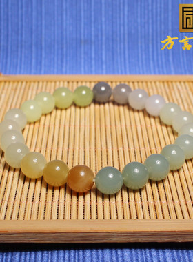 且末料彩玉卡8mm渐变手链