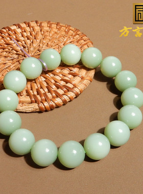 俄罗斯老坑粉青碧玉猫眼12mm手串