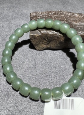 放漏方言新疆和田玉精品老坑且末蓝调油润细腻8mm直切手串手链S6