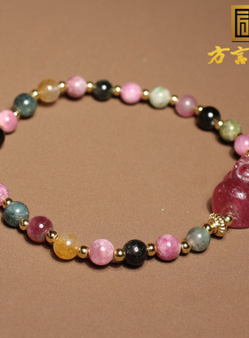 方言碧玺原矿碧玺单圈貔貅手串