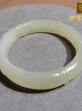 方言和田玉精品佩戴级青海料细腻细腻晴水色卡53mm竹节女士手镯X5