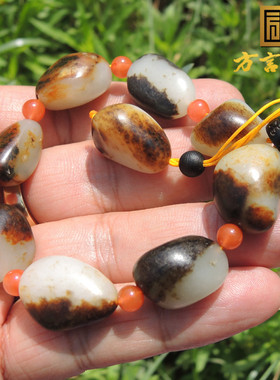 方言精品和田玉籽料皮色男链子f