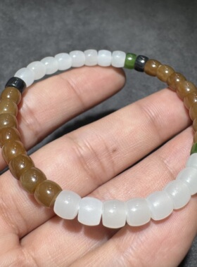 美哭了方言和田玉老熟新疆且末料高品质羊脂白玉红糖6mm药片手串S