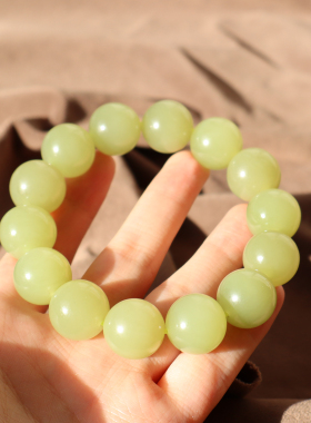 新疆且末老料姜黄口16mm圆珠手串